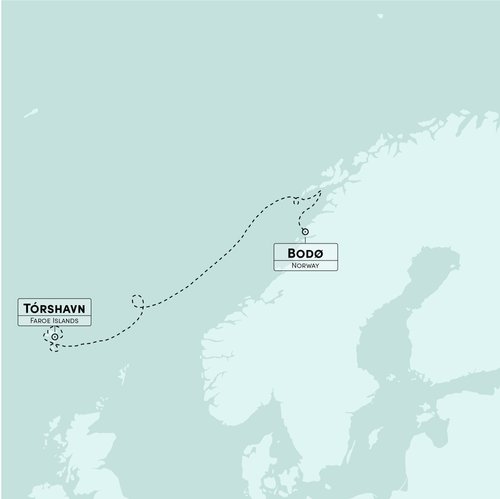 Map from Bodo to Torshavn