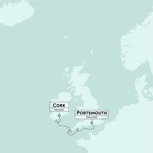 Map from Cork to Portsmouth
