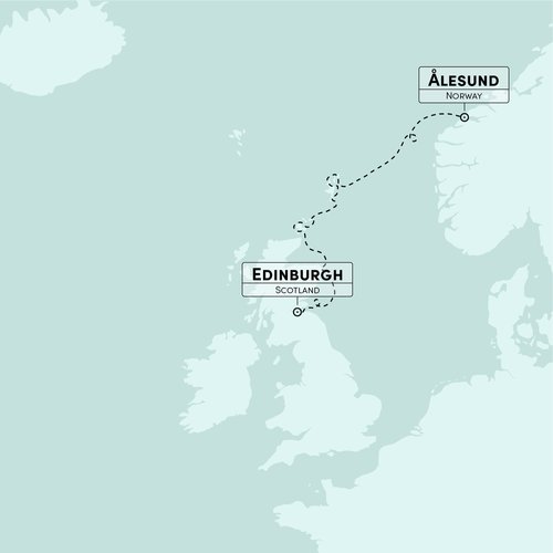 Map from Edinburg to Alesund