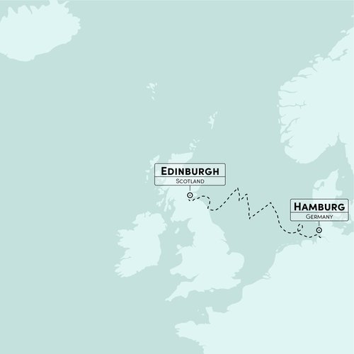 Map from Hamburg to Edinburgh