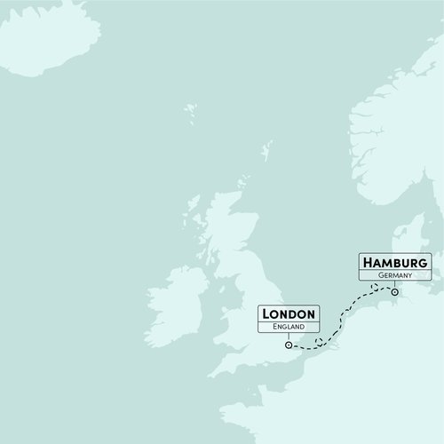 Map from London to Hamburg