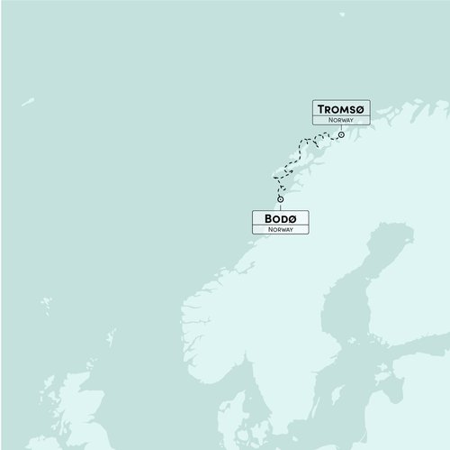 Map from Tromso to Bodo