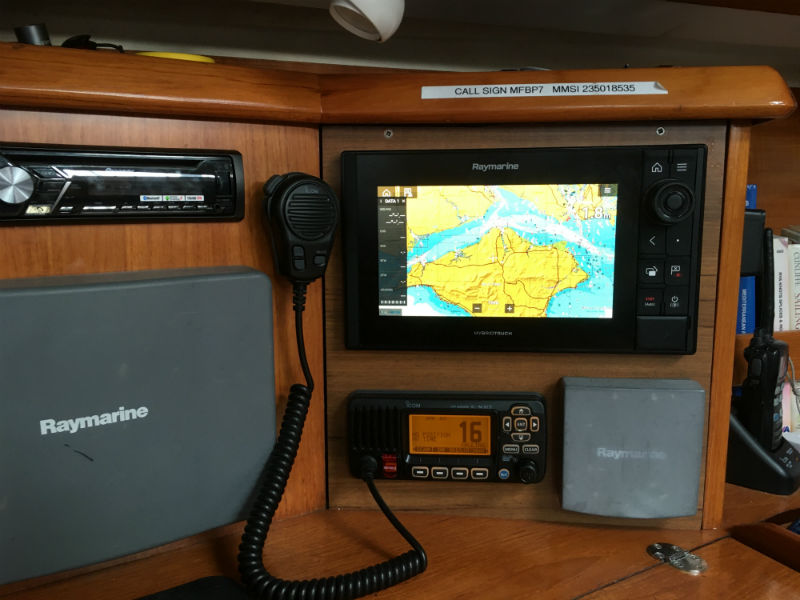 Photo of Chart table and navigation equipment on Menai III Jeanneau Sunfast 37