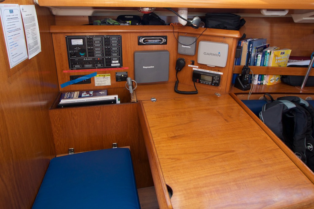 Photo of Chart table and navigation equipment on Nomad 1 Jeanneau Sunfast 37